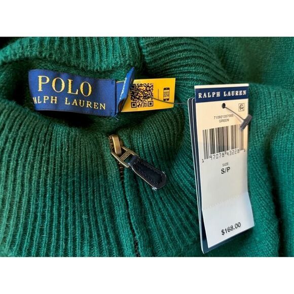 NWT POLO Ralph Lauren Wool Alpaca Pullover Zip Neck Sweater Rich Green S $168.00 - Picture 6 of 6